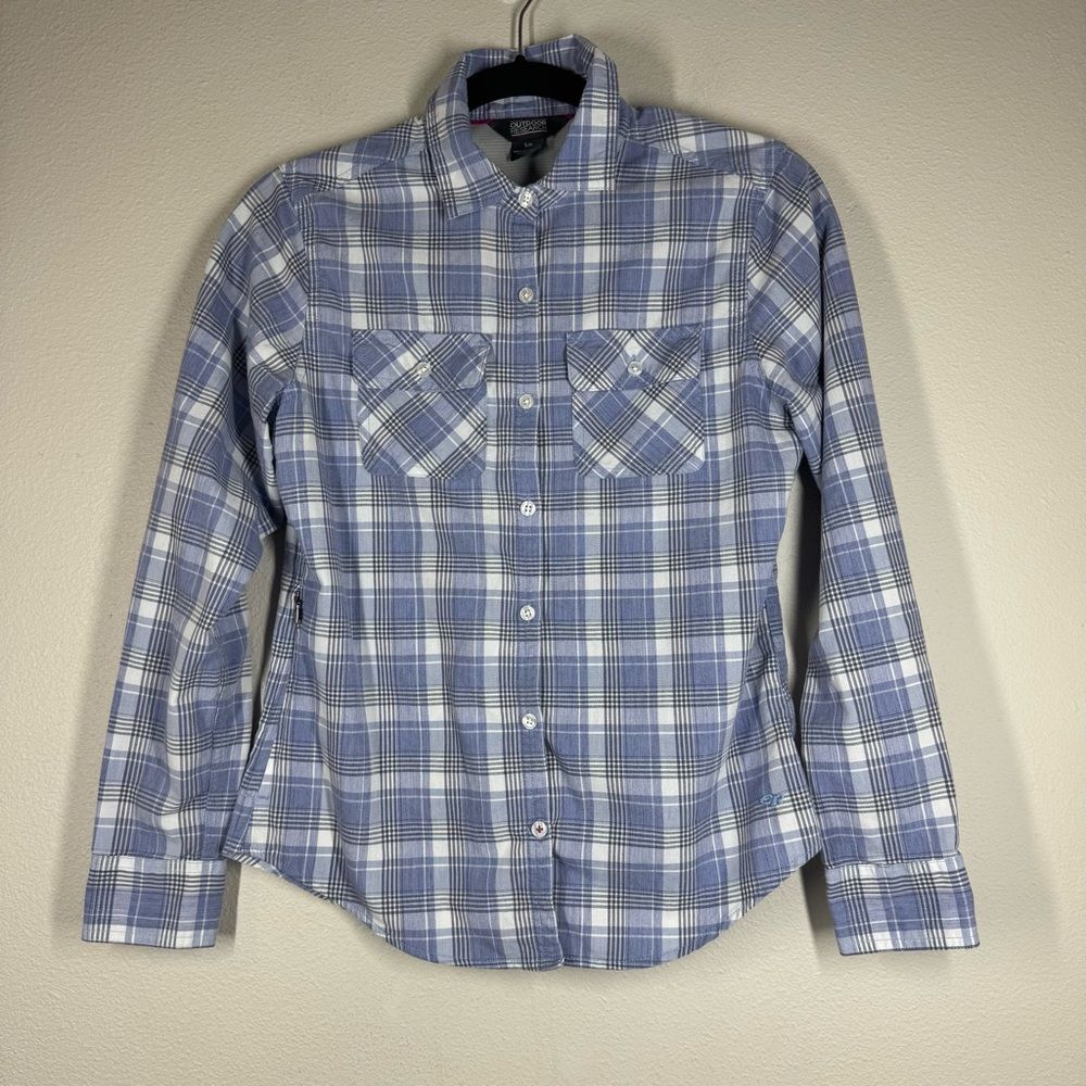 Outdoor Research Women's Blue Plaid Button Up Shirt Size Small